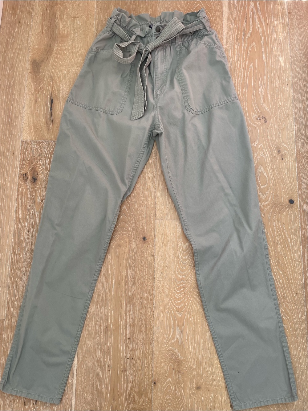 Abercrombie & Fitch Olive Green Paperbag Waist Chinos